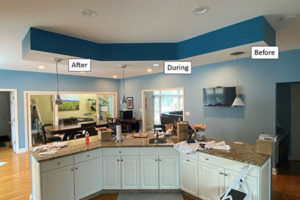 We replaced the old pendant lights over our kitchen island with new pendants.