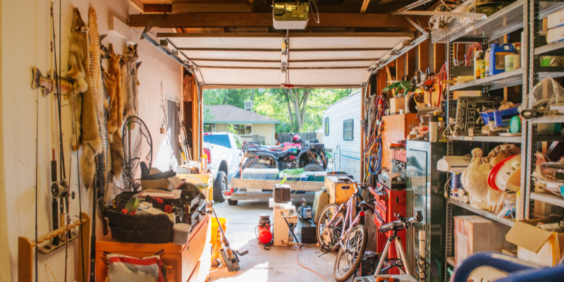 cluttered garage