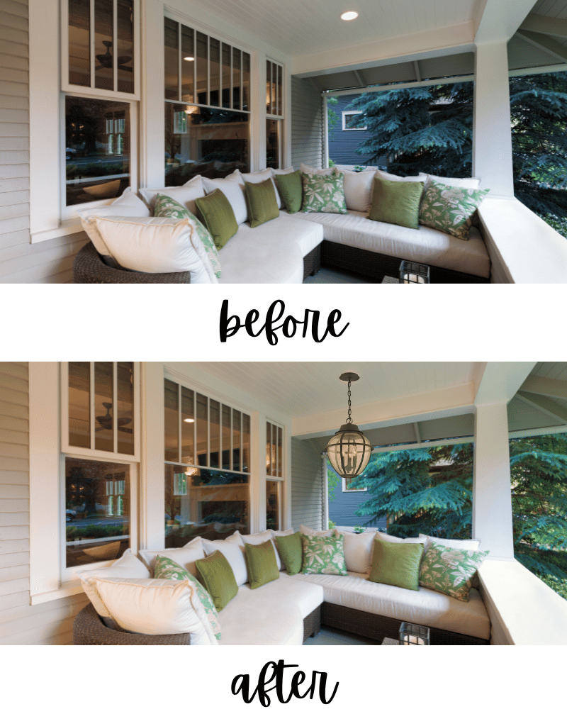 before and after porch recessed light conversion kit project