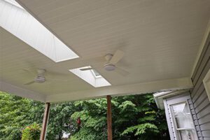 Covered deck with ceiling fans