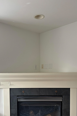 Recessed light before using The Can Converter, model R56-RMF-BBR recessed light kit http://Our%20fireplace%20had%20a%20recessed%20light%20that%20emitted%20harsh,%20stark%20lighting.