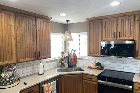 Recessed light before using The Can Converter, model R56-RMF-WHT recessed light kit http://Pendant%20light%20added%20a%20touch%20of%20class%20over%20sink