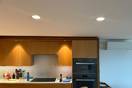 Recessed light before using The Can Converter, model R56-RMF-WHT recessed light kit http://Two%20canned%20lights%20over%20kitchen%20island