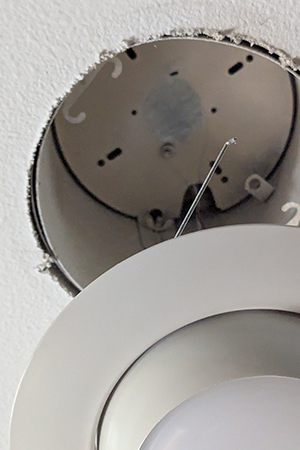 Recessed light before using The Can Converter, model R56-RMF-WHT recessed light kit http://Replace%20can%20light%20with%20new%20light%20fixture