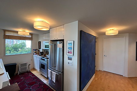 Recessed light after using The Can Converter, model R56-RMF-WHT recessed light kit http://Recessed%20cans%20with%20surface%20mounted%20drum%20lights.