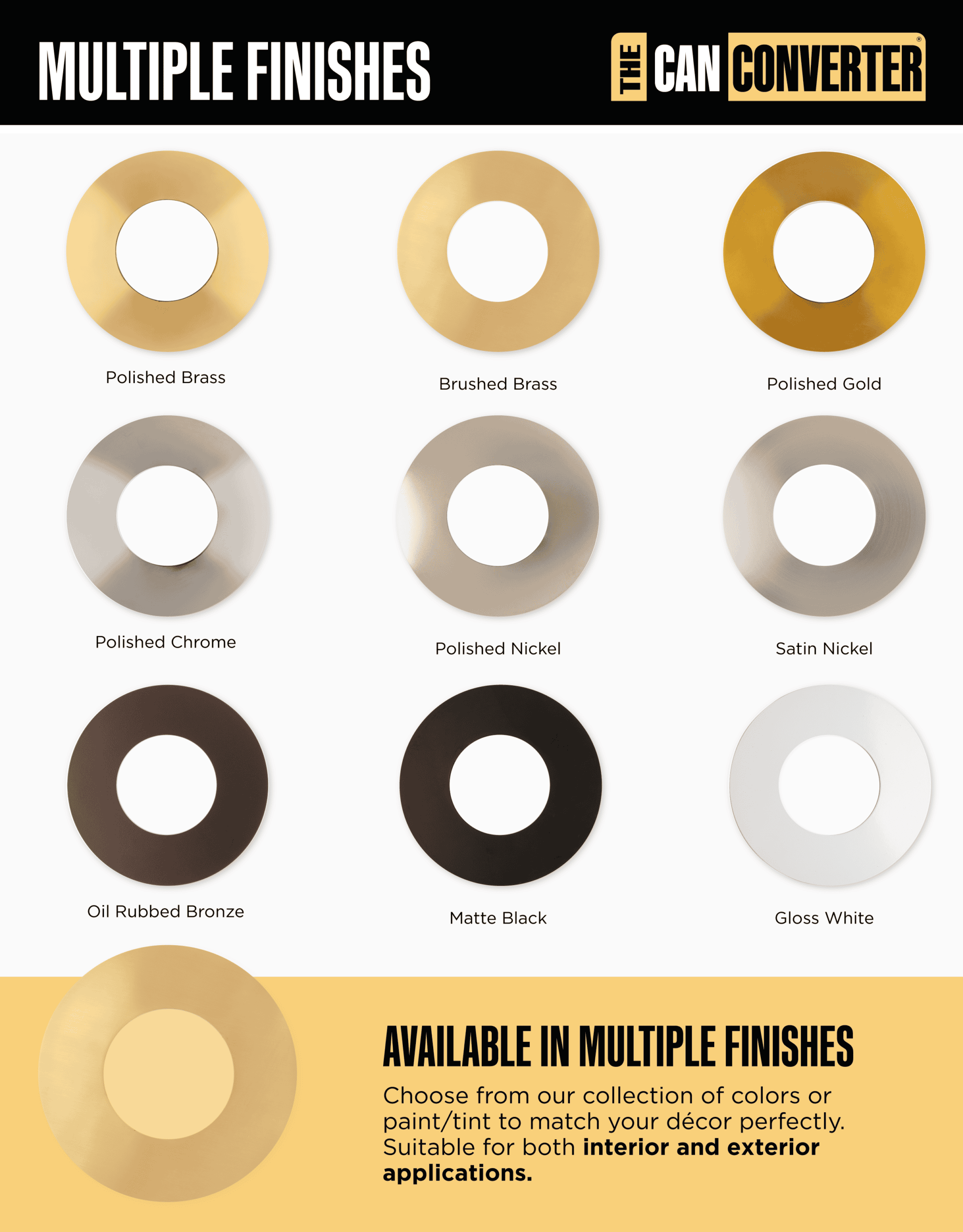The Can Converter Ceiling Medallion for Recessed Can Light – Home Improvement Decorative Steel Flat Goof Ring & Cover Plate for 5" & 6" Cans, Small Ceiling Medallion for Chandeliers, Brushed Brass - Image 4