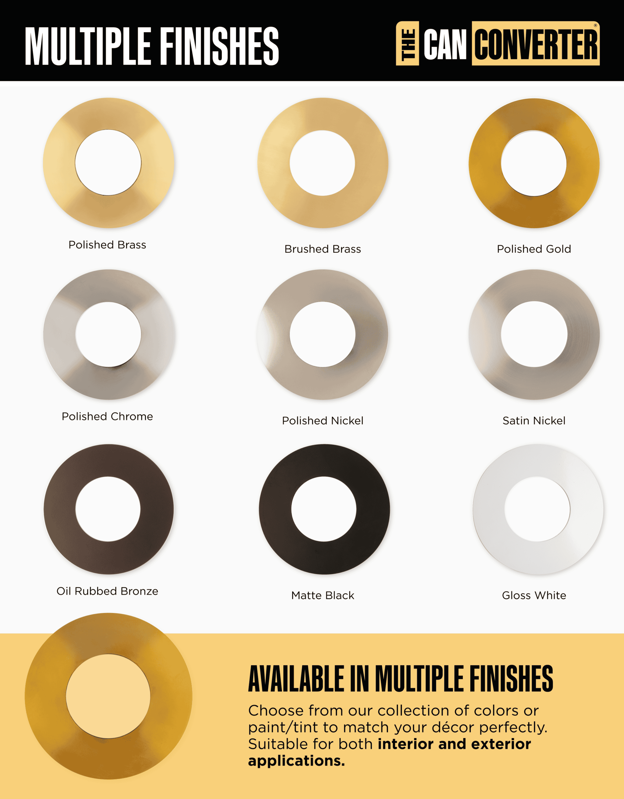 The Can Converter Ceiling Medallion for Recessed Can Light – Home Improvement Decorative Steel Flat Goof Ring & Cover Plate for 5" & 6" Cans, Small Ceiling Medallion for Chandeliers, Polished Gold - Image 4