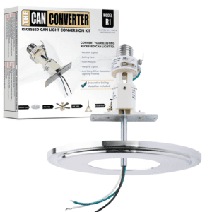 The Can Converter R1 Recessed Can Light Conversion Kit w/ 8¼" Beveled Ceiling Medallion - Home Improvement for 4", 5" & 6" Cans, Fan & Light Fixture Converter Kit, UL Certified, Polished Nickel