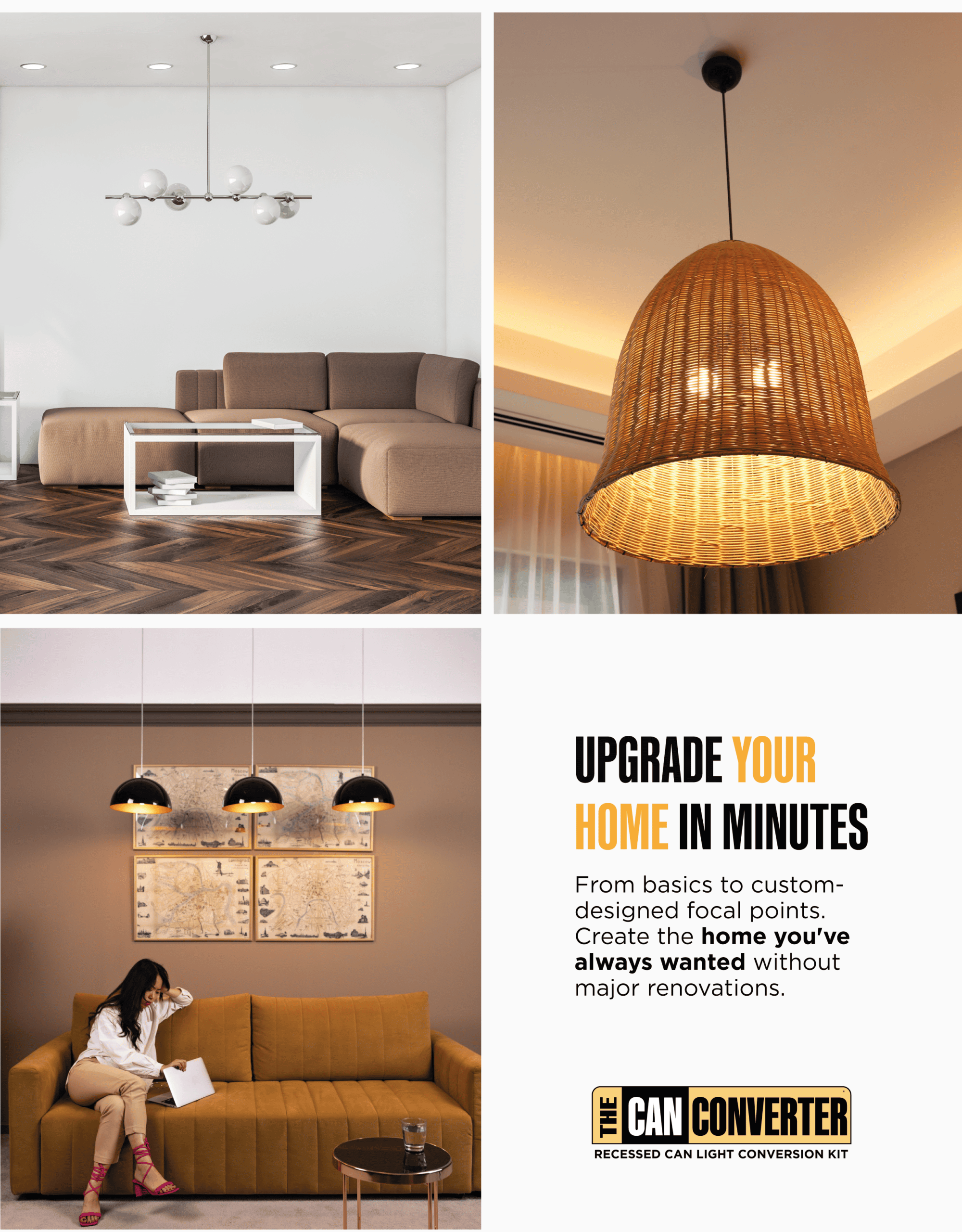 The Can Converter R1 Recessed Can Light Conversion Kit w/ 8¼" Beveled Ceiling Medallion - Home Improvement for 4", 5" & 6" Cans, Fan & Light Fixture Converter Kit, UL Certified, Polished Chrome - Image 6