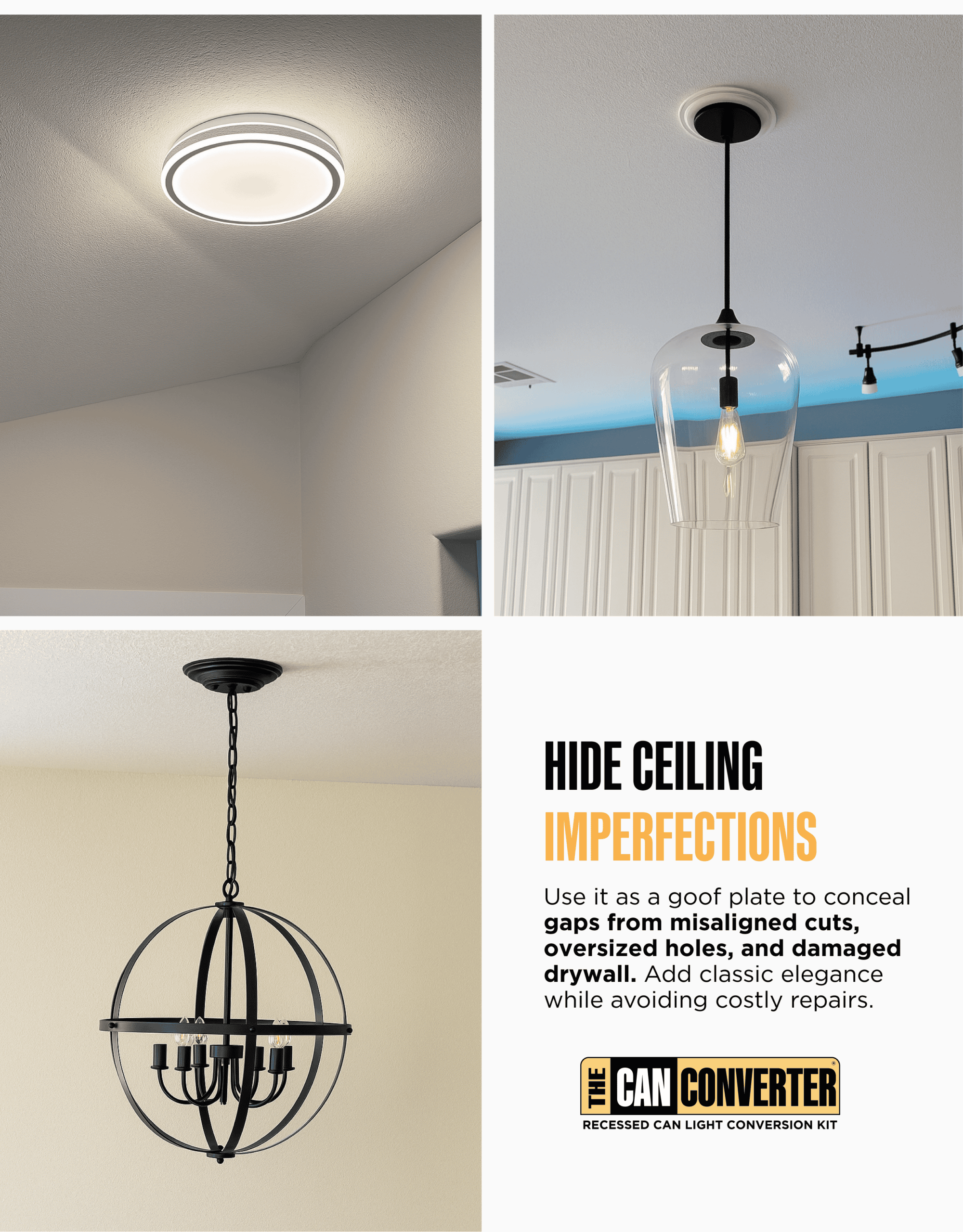 The Can Converter Ceiling Medallion for Recessed Can Light – Home Improvement Decorative Steel Goof Ring & Cover Plate for 4’’, 5’’ & 6″ Cans, Small Ceiling Medallion for Chandeliers, Polished Nickel - Image 2