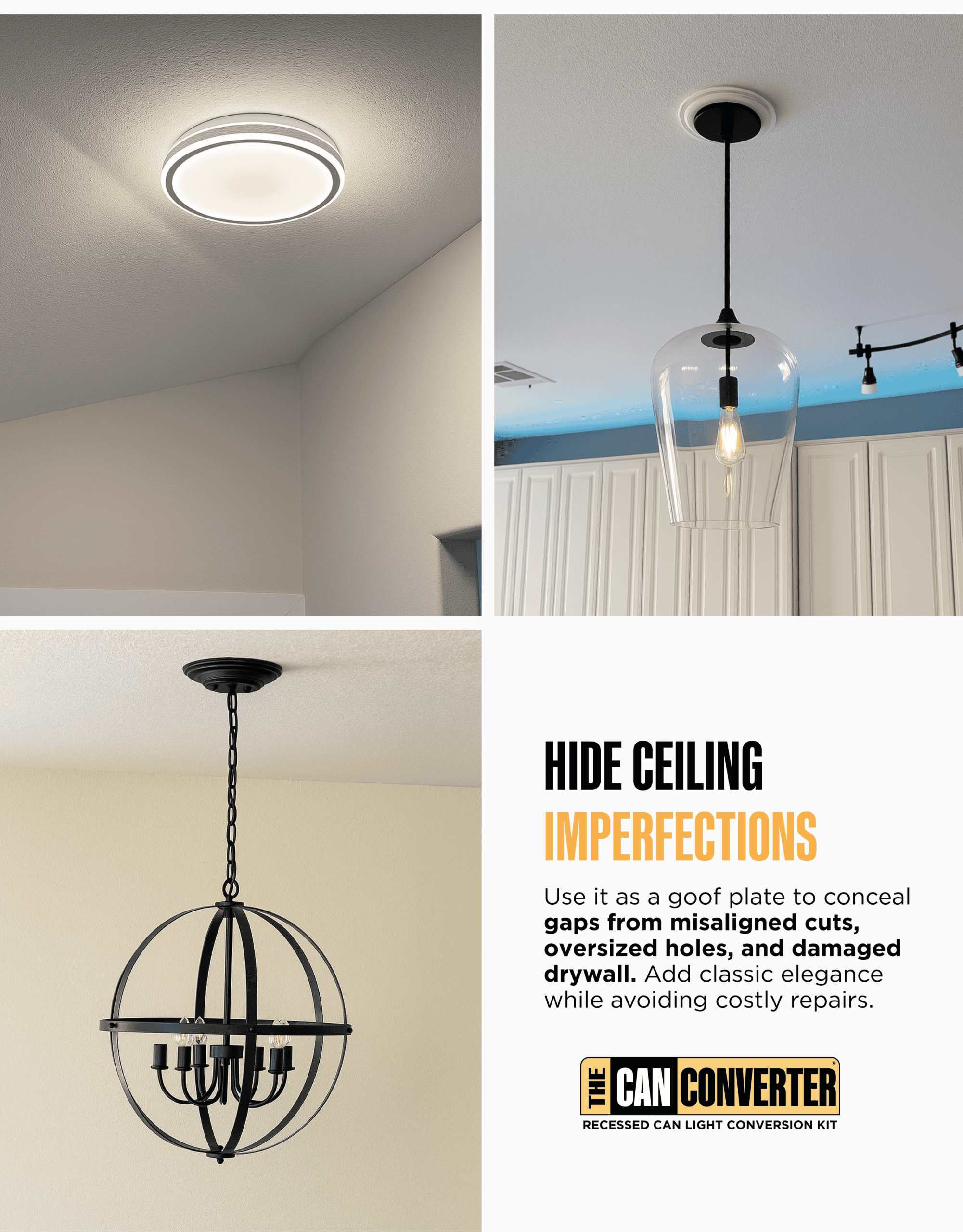 The Can Converter Ceiling Medallion for Recessed Can Light – Home Improvement Decorative Goof Ring & Cover Plate for 4’’, 5’’ & 6″ Cans, Small Ceiling Medallion for Chandeliers, Oil Rubbed Bronze - Image 2