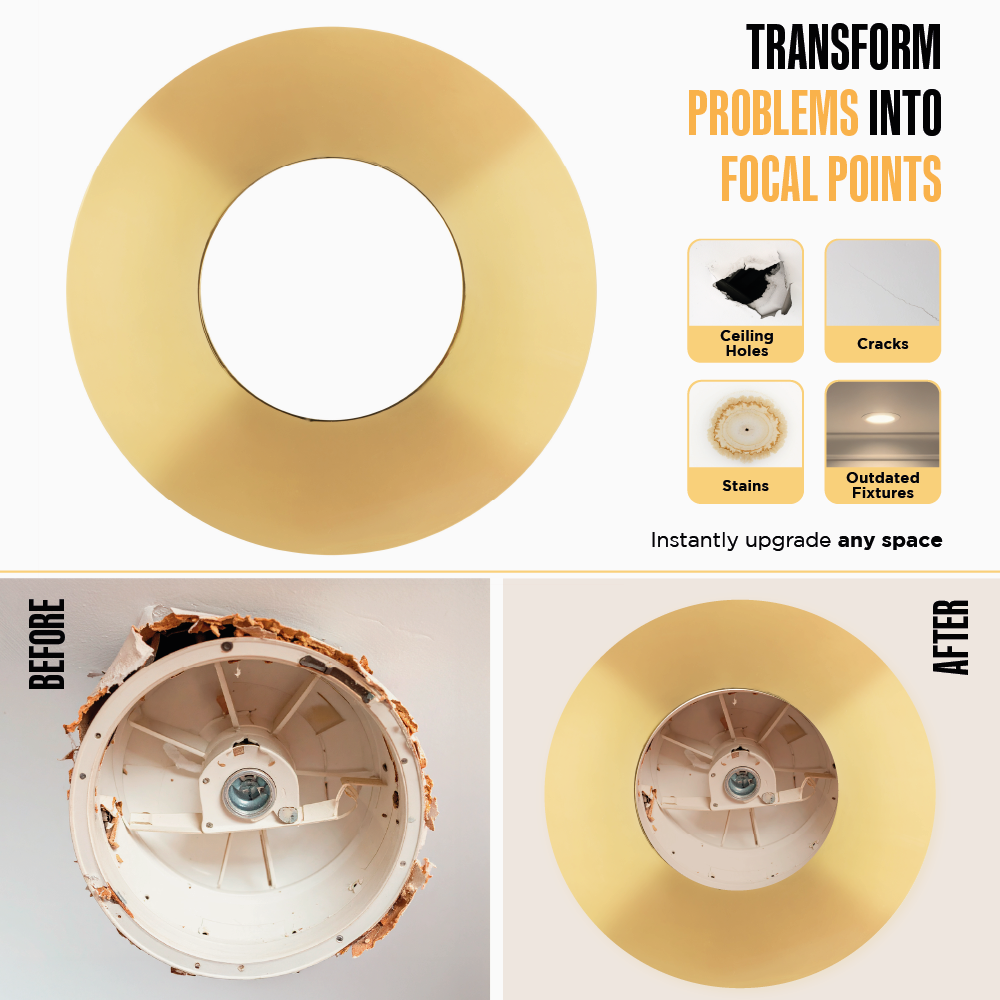 The Can Converter Ceiling Medallion for Recessed Can Light – Home Improvement Decorative Steel Flat Goof Ring & Cover Plate for 5" & 6" Cans, Small Ceiling Medallion for Chandeliers & Pendants - Image 4